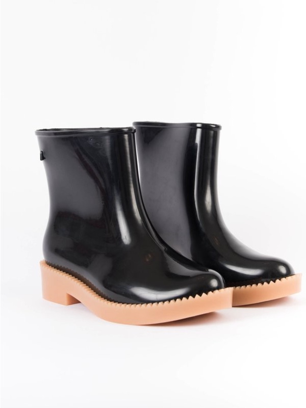 Melissa Rain Drop Black Gloss Rain Boots Waterproof Lug Sole Coturno Platform - Picture 1 of 15